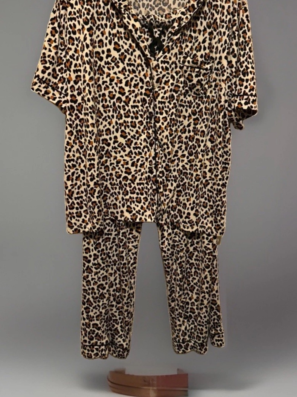 Flora Nikrooz Leopard-Print Pajama Set - Tan and Black